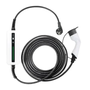 Besen Universele Mobiele Lader Wit met LCD - Type 2 Naar Schuko - 6/8/10/12/16 Ampère - 1 Fase - 5 Meter Kabel