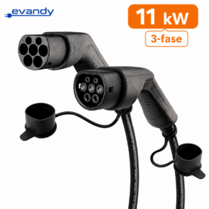 Evandy Premium Type 2 Laadkabel 11 kW 3-fase 16A 5 Meter – EV Laadkabel Elektrische Auto – Mennekes – CE – IP54 – Geschikt voor 1-fase & 3-fase