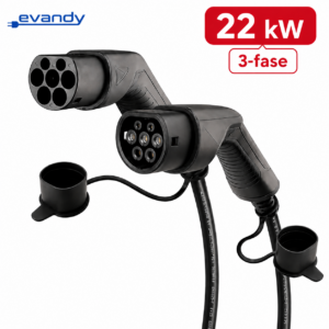 vandy Premium Type 2 Laadkabel 22 kW 3-fase 32A 5 Meter – EV Laadkabel Elektrische Auto – Mennekes – CE – IP54 – Universeel – Snelladen